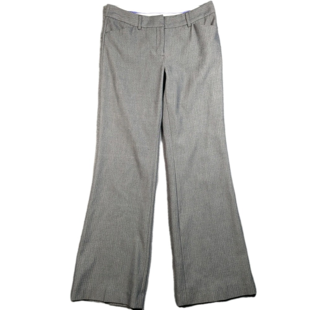 Vintage‎ Vivienne Tam Pants Womens 4 Gray Wide Leg Herringbone Career Trousers